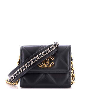 Chanel 19 Card Holder on Chain Quilted Leather